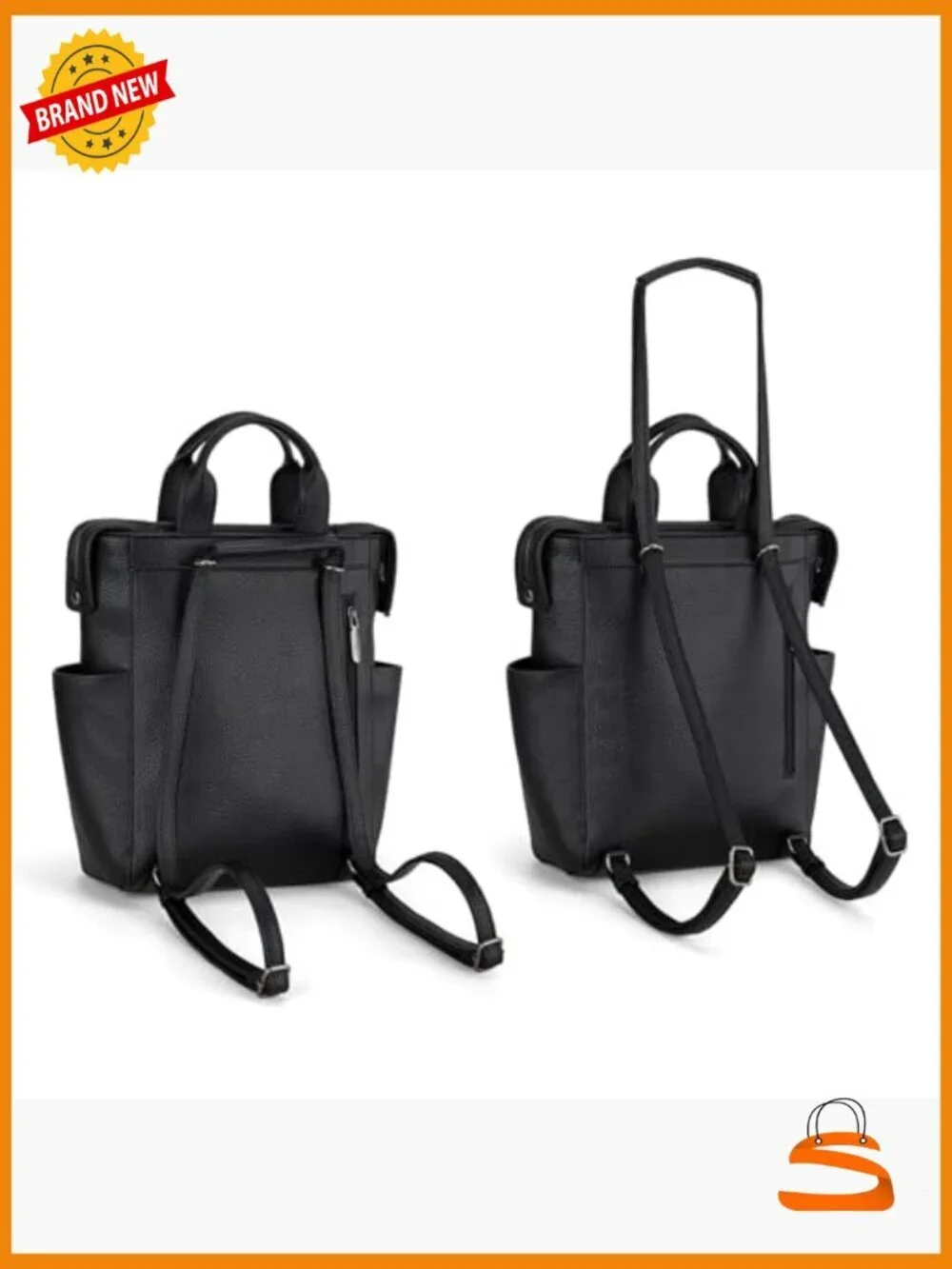 Vegan Leather Convertible Backpack Purse Anti Theft